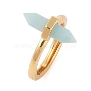 Double Pointed Hexagonal Prism Natural Flower AmazoniteAdjustable Rings for Women, Ion Plating(IP) Brass Rings, Golden, Hexagonal Prism: 17x7.5mm, US Size 6(16.5mm)(RJEW-G327-01G-09)