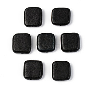 Painted Natural Wood Beads, Lead Free, Square, Black, 15.5~16.5x15.5~16.5x6mm, Hole: 1.2mm(WOOD-T021-44B)