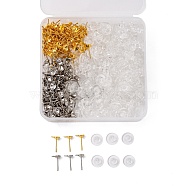 DIY Stud Earring Making Kits, with Brass Stud Earring Findings and Silicone Ear Nuts, with Loop, Platinum & Golden, 14x6mm, 400pcs/box(DIY-FH0001-62)