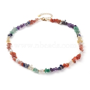 Chakra Jewelry, Chips Natural Gemstone Beaded Necklaces, with Natural Pearl Beads, Alloy Spacer Beads and 304 Stainless Steel Lobster Claw Clasps, Golden, 18.11 inch(46cm)(NJEW-JN03252)