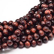 Natural Red Tiger Eye Round Bead Strands, Dyed & Heated, 6mm, Hole: 1mm, about 62pcs/strand, 15 inch(X-G-P072-52-6mm)