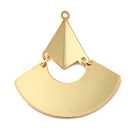 Rack Plating Brass Pendants, Long-Lasting Plated, Cadmium Free & Lead Free, Fan Charms, Real 18K Gold Plated, 47.5x41.5x3mm, Hole: 1.9mm(KK-G488-07G)