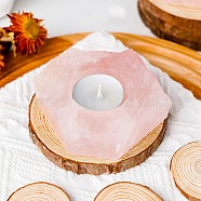 Polygon Shape Natural Rose Quartz Candle Holder, Candle Storage Container Home Decoration, 90~100cm(PW-WG23410-01)