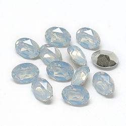 Pointed Back Resin Rhinestone Cabochons, Oval, Aqua, 14x10x6mm, about 200pcs/bag(RESI-T013-10x14mm-A16)