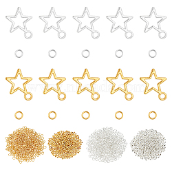 ARRICRAFT Nail Art Decoration Sets, Including Alloy Charms, Brass Round Spacer Beads, Iron Jump Rings and Iron Manual Nail Art Punch Tools, Golden & Silver, 14.5x12x1mm, Hole: 2mm(DIY-AR0001-43)