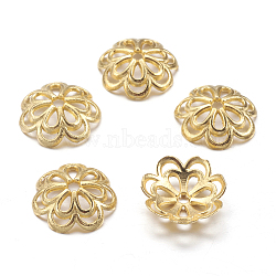 Alloy Fancy Bead Caps, Cadmium Free & Lead Free, Flower, Golden, 14x4mm, Hole: 2mm(PALLOY-00791-G-RS)