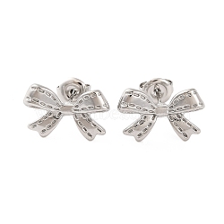 Non-Tarnish 304 Stainless Steel Stud Earrings, Bowknot, Stainless Steel Color, 11x17mm(EJEW-G395-05P)