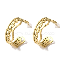 PVD Vacuum Plating 201 Stainless Steel Studs Earring, with 304 Stainless Steel Pin, Chain, Real 18K Gold Plated, 23x8.8mm(EJEW-B059-21G)