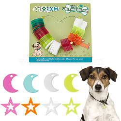 48Pcs 2 Style 4 Colors Transparent Blank Acrylic Pet Dog ID Tag, for Puppy Collar Charms, Star & Moon, Mixed Color, 23.7~25x20~25x3mm, Hole: 3mm, 6pcs/color(PALLOY-AB00044)