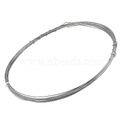 Titanium Steel Wire, Round, Stainless Steel Color, 18 Gauge, 1mm, about 65.62 Feet(20m)/Bundle(TWIR-WH0002-20C)