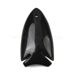Natural Obsidian Pendants, Fish Charms, 39.5x22~23x12~12.5mm, Hole: 2mm(GG-CBA7FE3-01G)