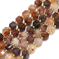 Natural Hematoid Quartz/Ferruginous Quartz Beads Strands, Faceted, Cube, 6.5~7.5x6.5~7.5x6.5~7.5mm, Hole: 1.2mm, about 43~44pcs/strand, 15.35~15.55 inch(39~39.5cm)(G-I376-D62-01)