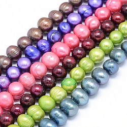 Dyed Natural Cultured Freshwater Pearl Beads Strands, Potato, Mixed Color, 8~10x7~9mm, Hole: 0.8mm, about 47pcs/strand, 14.1 inch~16.1 inch(36~41cm)(PEAR-L021-04-01)