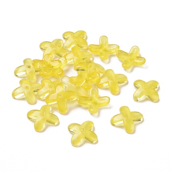 Glass Beads, for Jewelry Making, Flower, Yellow, 9.5x9.5x3.5mm, Hole: 1mm