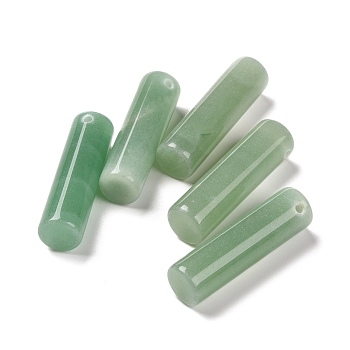Natural Green Aventurine Pendants, Column, 34~36x10~10.5mm, Hole: 2mm