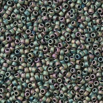 TOHO Round Seed Beads, Japanese Seed Beads, (707) Matte Color Iris Peridot, 15/0, 1.5mm, Hole: 0.7mm, about 15000pcs/50g