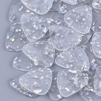 Cellulose Acetate(Resin) Pendants, Triangle, Silver, 27x27x2.5mm, Hole: 1.5mm