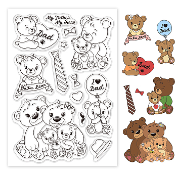 PVC Plastic Stamps, for DIY Scrapbooking, Photo Album Decorative, Cards Making, Stamp Sheets, Bear Pattern, 16x11x0.3cm
