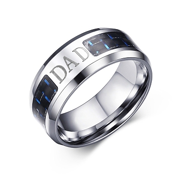 Stainless Steel Ring, Wide Band Rings for Men, Word, US Size 10, 8mm, Inner Diameter: 19.8mm