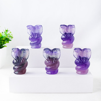 Natural Amethyst Carved Healing Snake Figurines, Reiki Energy Stone Display Decorations, 55mm
