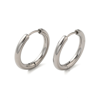 Tarnish Resistant 304 Stainless Steel Hoop Earrings, Manual Polishing Huggie Earrings, Stainless Steel Color, 9 Gauge, 22x3mm, Pin: 0.9mm(±0.1mm), Inner Diameter: 16mm