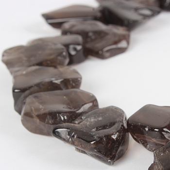 Natural Smoky Quartz Gemstone Bead Strands, Nuggets, 13~27x10~20x4~8mm, Hole: 1mm, about 29~40pcs/strand, 16.14 inch