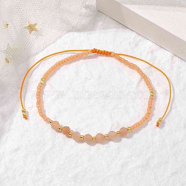 bracelets réglables en perles de soleil naturelles et graines tressées(BJEW-JB10181-02)-2