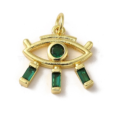 Real 18K Gold Plated Dark Khaki Eye of Horus Brass+Cubic Zirconia Pendants