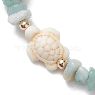 Natural Flower Amazonite Chip Beaded Stretch Bracelets(BJEW-JB10689-03)-3