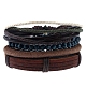 4Pcs 4 Style Adjustable Braided Cowhide Leather Cord Bracelets Set(BJEW-F458-16)-1