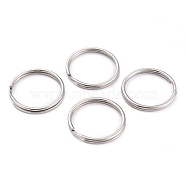 304 Stainless Steel Split Key Rings, Keychain Clasp Findings, Stainless Steel Color, 25x2.5mm, Inner Diameter: 22mm(X-STAS-H153-02P)