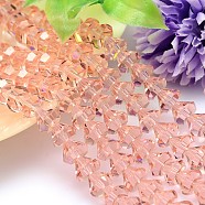 Faceted Cone Imitation Austrian Crystal Bead Strands, Grade AAA, PeachPuff, 10x8mm, Hole: 0.9~1mm, about 50pcs/strand, 15.7 inch(G-M187-10mm-18A)