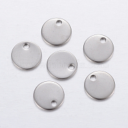 304 Stainless Steel Stamping Blank Tag Pendants, Flat Round Charms, Stainless Steel Color, 8x0.8mm, Hole: 1.2mm(X-STAS-P198-68C)
