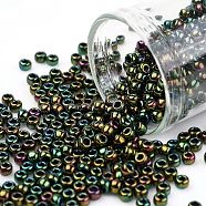 TOHO Round Seed Beads, Japanese Seed Beads, (508) High Metallic Iris Olivine, 8/0, 3mm, Hole: 1mm, about 222pcs/10g(X-SEED-TR08-0508)