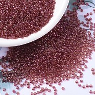 MIYUKI Round Rocailles Beads, Japanese Seed Beads, 11/0, (RR363) Light Cranberry Lined Topaz Luster, 2x1.3mm, Hole: 0.8mm, about 1111pcs/10g(X-SEED-G007-RR0363)