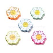 Opaque Acrylic Beads, with Enamel, Sunflower, Mixed Color, 24.5x23x4mm, Hole: 1.5mm(ACRC-I001-03)