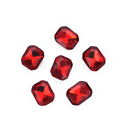 Pointed Back Glass Rhinestone Cabochons, Faceted, Rectangle Octagon, Light Siam, 10x8x3.5mm(RGLA-T079-8x10mm-07)