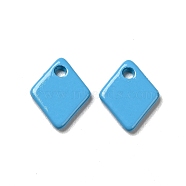 Spray Painted 201 Stainless Steel Charms, Rhombus Charms, Deep Sky Blue, 9.5x7.5x1mm, Hole: 1.2mm(STAS-G304-18A)