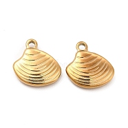 Ion Plating(IP) 304 Stainless Steel Pendants, Shell Charm, Real 18K Gold Plated, 14x13x3mm, Hole: 1.8mm(STAS-H177-10G)