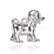 CCB Plastic Puppy Pendants, Dog Charms, Platinum, 23x22x14mm, Hole: 2mm(CCB-F004-25P)