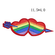 Pride Flag/Rainbow Flag & Heart & Arrow Theme Computerized Embroidery Cloth Iron On/Sew On Patches, Costume Accessories, Appliques, Colorful, 40x115mm(RABO-PW0001-123A)