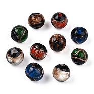 Handmade Gold Sand Lampwork Beads, Round, Mixed Color, 14~14.5x13.5mm, Hole: 1.5mm(LAMP-T019-14mm-06)