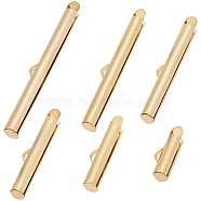 36Pcs 6 Style 304 Stainless Steel Slide On End Clasp Tubes, Slider End Caps, Real 18K Gold Plated, 13~40x6x4mm, Hole: 3x1mm, Inner Diameter: 3~3.5mm, 6Pcs/style(STAS-BBC0003-55)