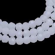Imitation Jade Glass Bead Strands, Faceted(32 Facets) Round, White, 8mm, Hole: 1mm, about 72pcs/strand, 21.2 inch(X-GLAA-R166-8mm-03A)