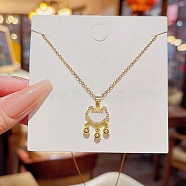Acrylic with Rhinestone Pendant Necklaces, Titanium Steel Cable Chain Necklaces , Lock,  8.27~19.69 inch(21~50cm) (FS-WG30730-11)