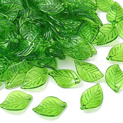 Transparent Acrylic Pendants, Leaf, Lime Green, 17.5x11x1.5mm, Hole: 1.5mm, about 25g/bag(TACR-YW0001-63)