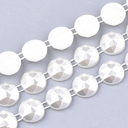 ABS Plastic Imitation Pearl Beaded Trim Garland Strand, Great for Door Curtain, Wedding Decoration DIY Material, Faceted, Half Round, Creamy White, 10x4mm, 10yards/roll(AJEW-S073-11)