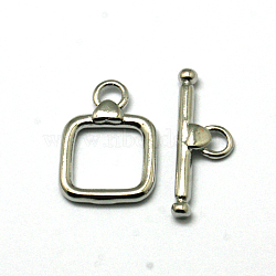Rectangle Brass Toggle Clasps, Platinum, Rectangle: 20.5x15x3mm, Hole: 3mm, Bar: 24x9x3.5mm, Hole: 1.5mm(KK-H398-P)