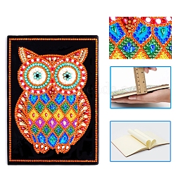 DIY Diamond Painting Notebook Kits, including PU Leather Book, Resin Rhinestones, Diamond Sticky Pen, Tray Plate and Glue Clay, Owl Pattern, 210x150mm, 50 pages/book(DIAM-PW0001-198-21)