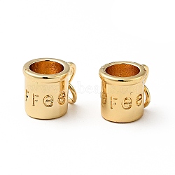 Rack Plating Brass Pendants, with Jump Ring, Cadmium Free & Lead Free, Cup with Word Coffee, Real 18K Gold Plated, 9x12x8.5mm, Jump Ring: 5x0.8mm, Inner Diameter: 3.4mm.(X-KK-E060-02G)